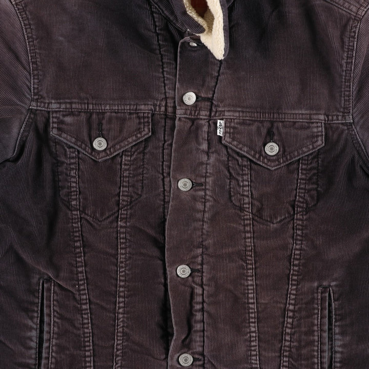 Levi's Trucker Jacket, Padded, Corduroy Boa Jacket, Men's Size M (approx.) cotton Charcoal Vintage Second Hand