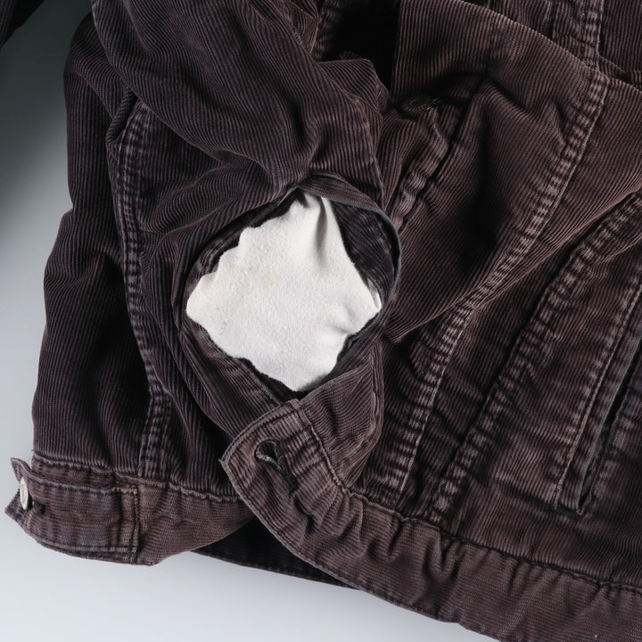 Levi's Trucker Jacket, Padded, Corduroy Boa Jacket, Men's Size M (approx.) cotton Charcoal Vintage Second Hand