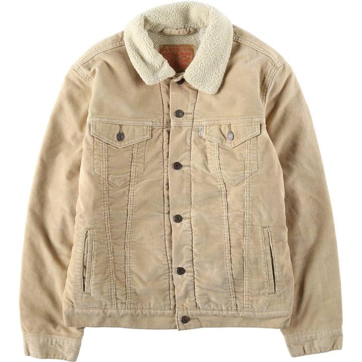 Levi's Trucker Jacket, Padded, Corduroy Boa Jacket, Men's Size M (approx.) cotton Beige type Vintage Second Hand