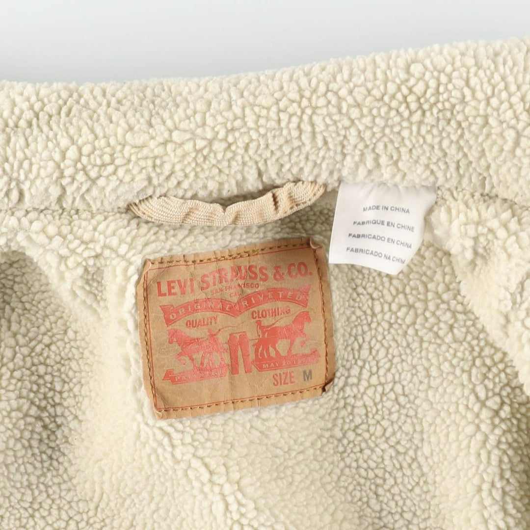 Levi's Trucker Jacket, Padded, Corduroy Boa Jacket, Men's Size M (approx.) cotton Beige type Vintage Second Hand