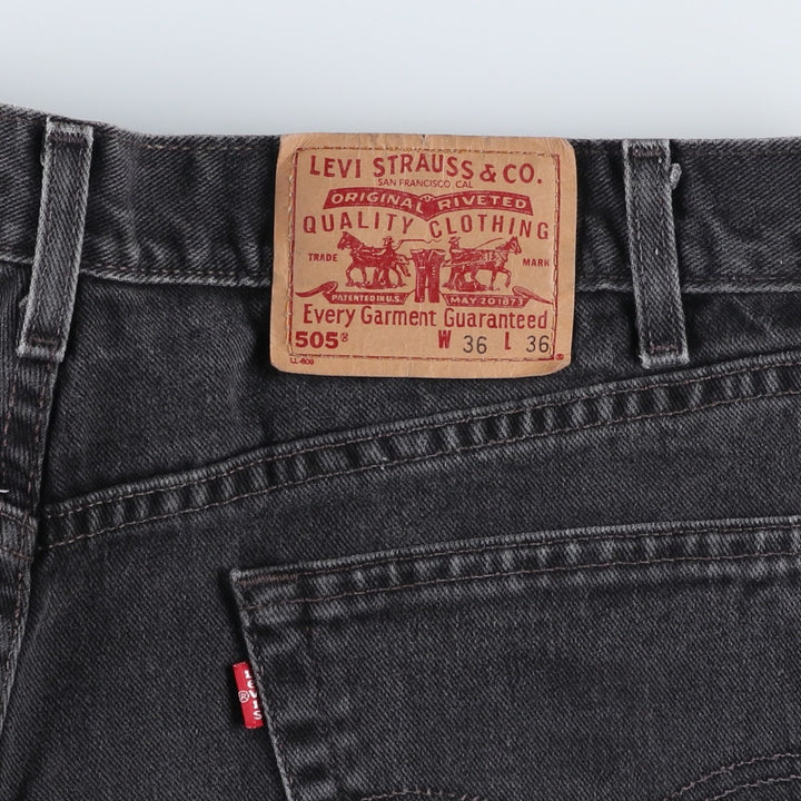 00'S Levi's 505 REGULAR FIT STRAIGHT LEG black denim tapered denim pants for men, size w35 cotton black type Vintage Second Hand