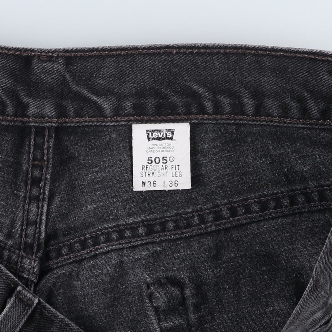 00'S Levi's 505 REGULAR FIT STRAIGHT LEG black denim tapered denim pants for men, size w35 cotton black type Vintage Second Hand