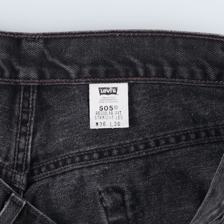 00'S Levi's 505 REGULAR FIT STRAIGHT LEG black denim tapered denim pants for men, size w35 cotton black type Vintage Second Hand