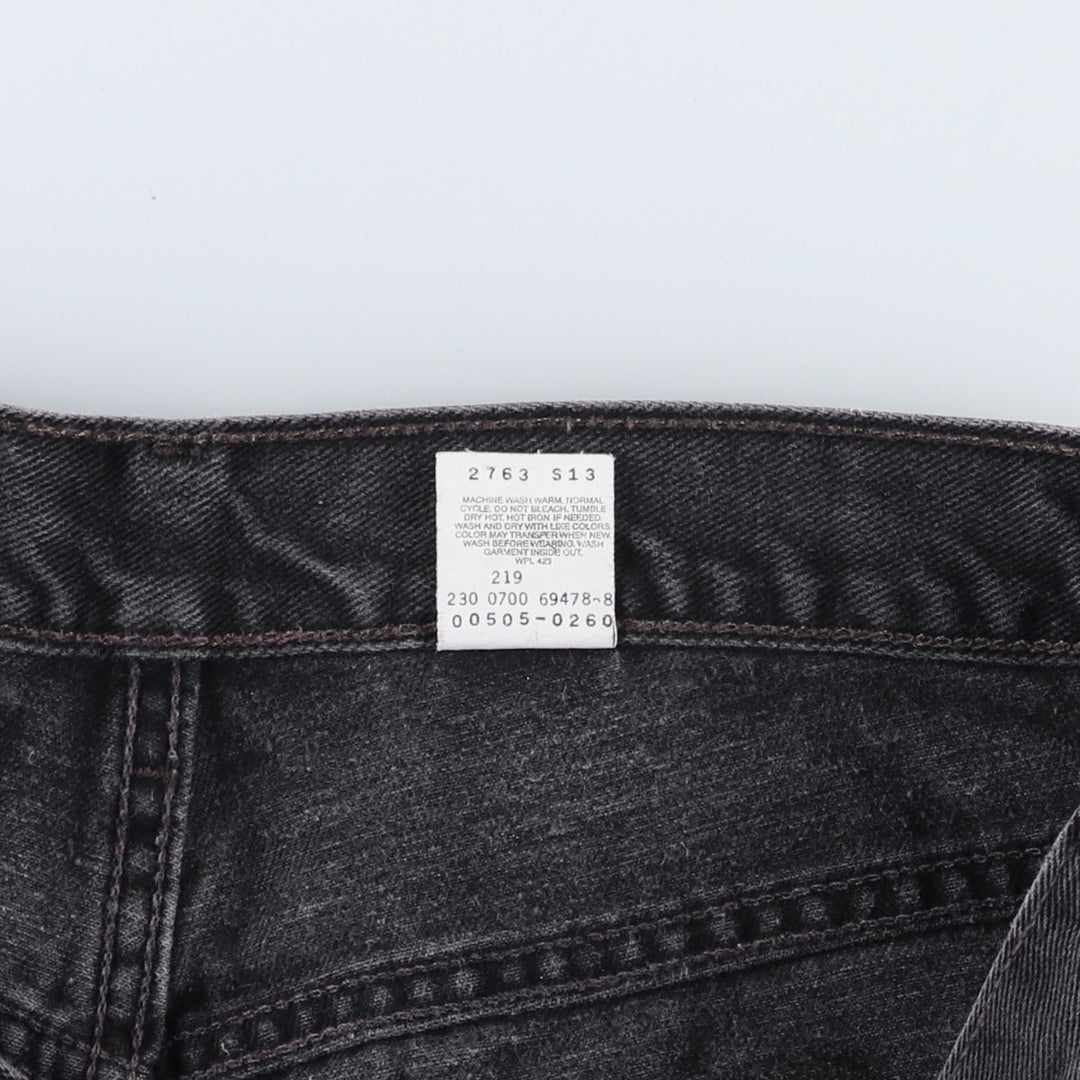 00'S Levi's 505 REGULAR FIT STRAIGHT LEG black denim tapered denim pants for men, size w35 cotton black type Vintage Second Hand