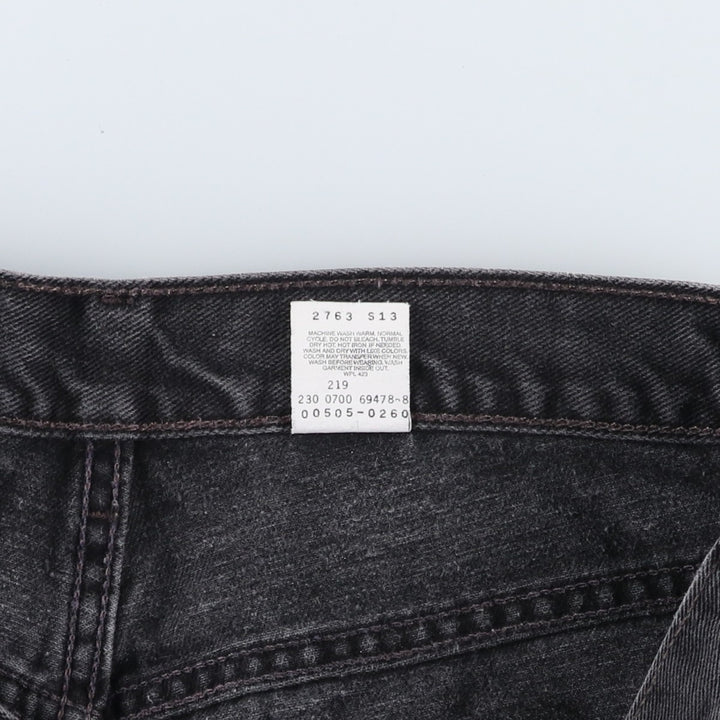 00'S Levi's 505 REGULAR FIT STRAIGHT LEG black denim tapered denim pants for men, size w35 cotton black type Vintage Second Hand