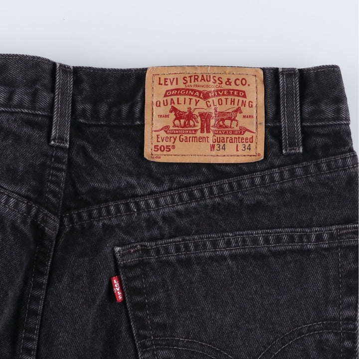 90'S Levi's 505-0260 Regular Fit Straight Leg Black Denim Tapered Jeans Men's W33 Vintage cotton black type Vintage Second Hand
