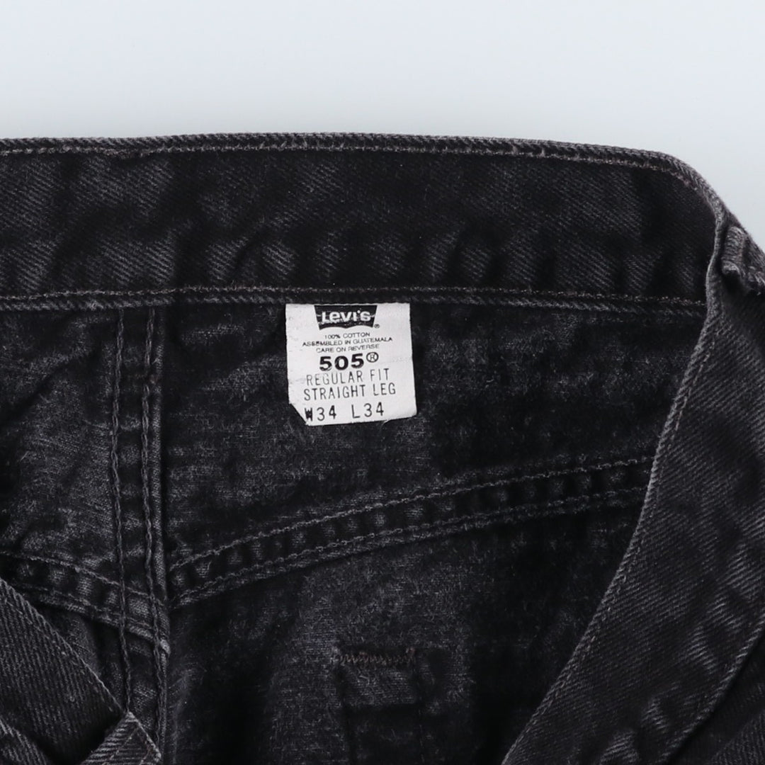 90'S Levi's 505-0260 Regular Fit Straight Leg Black Denim Tapered Jeans Men's W33 Vintage cotton black type Vintage Second Hand