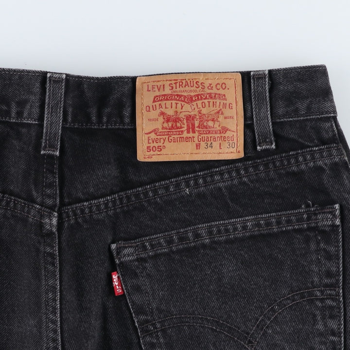 00'S Levi's 505 REGULAR FIT STRAIGHT LEG black denim tapered denim pants for men, size w34 cotton black type Vintage Second Hand