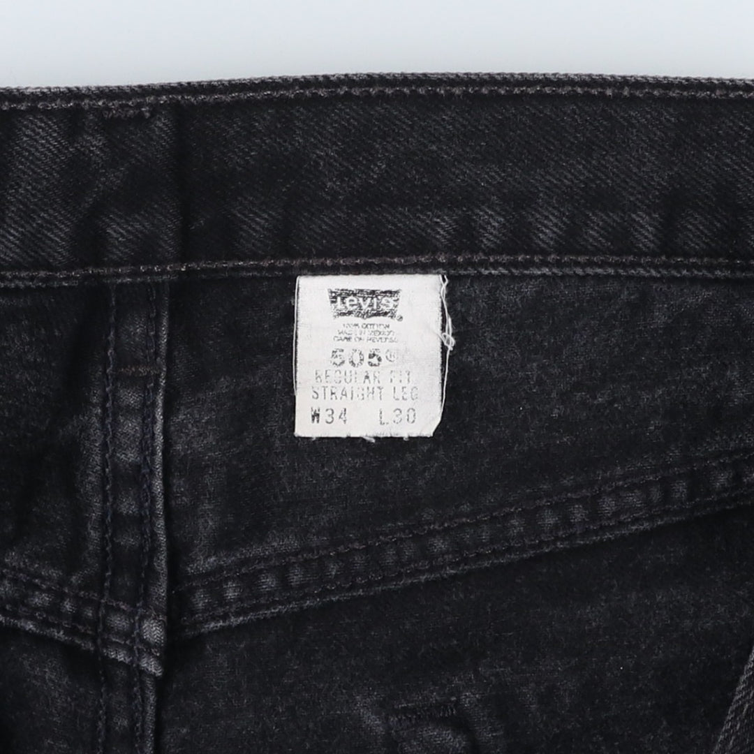 00'S Levi's 505 REGULAR FIT STRAIGHT LEG black denim tapered denim pants for men, size w34 cotton black type Vintage Second Hand