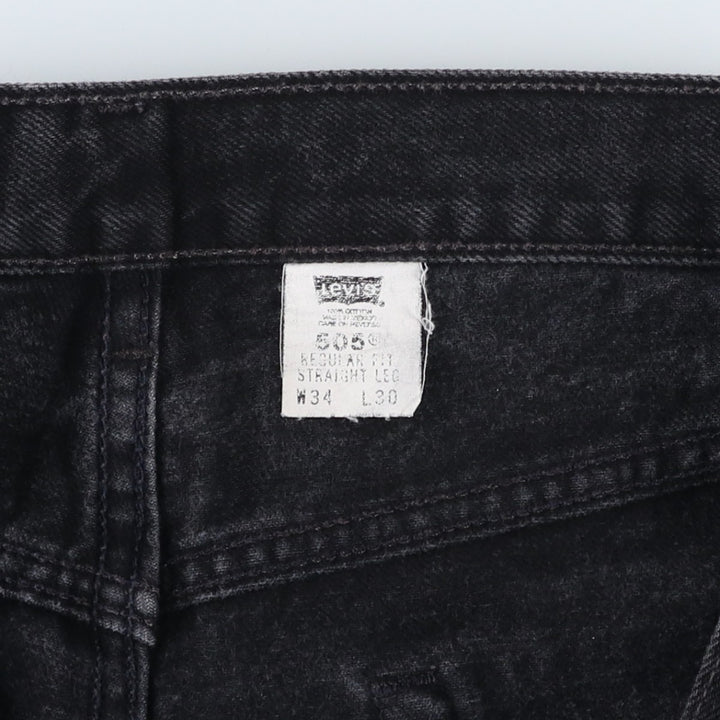 00'S Levi's 505 REGULAR FIT STRAIGHT LEG black denim tapered denim pants for men, size w34 cotton black type Vintage Second Hand