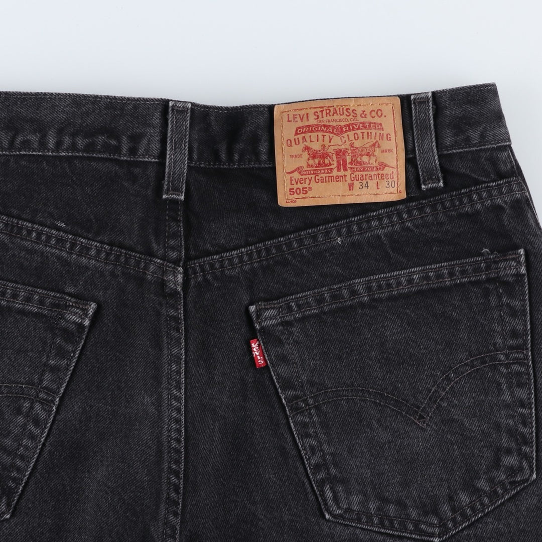 00'S Levi's 505 REGULAR FIT STRAIGHT LEG black denim tapered denim pants for men, size w34 cotton black type Vintage Second Hand