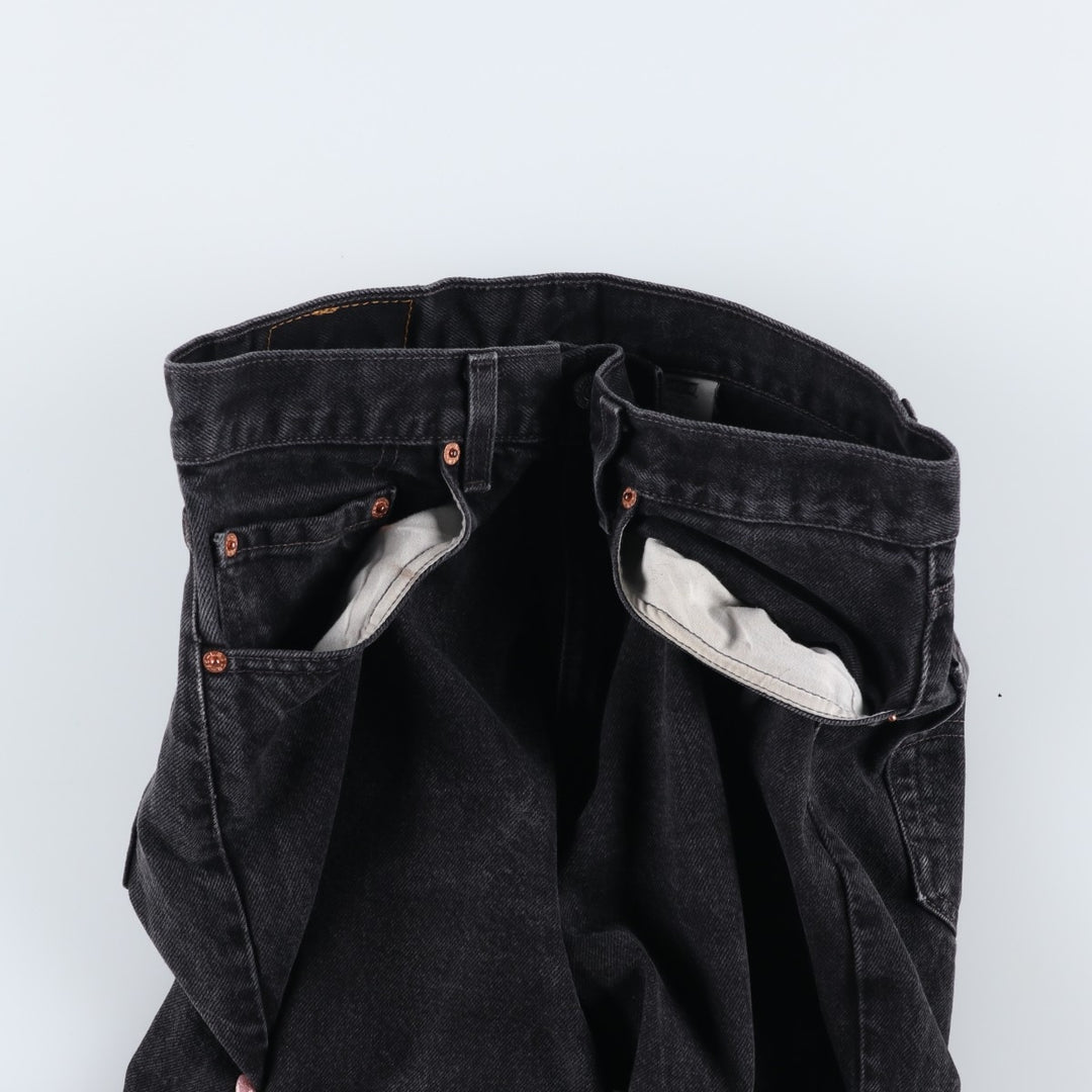 00'S Levi's 505 REGULAR FIT STRAIGHT LEG black denim tapered denim pants for men, size w34 cotton black type Vintage Second Hand