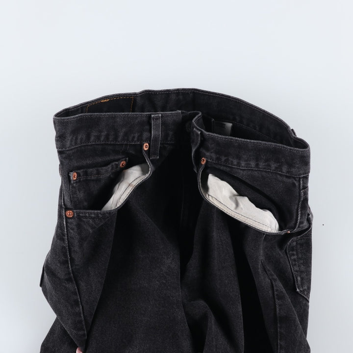 00'S Levi's 505 REGULAR FIT STRAIGHT LEG black denim tapered denim pants for men, size w34 cotton black type Vintage Second Hand