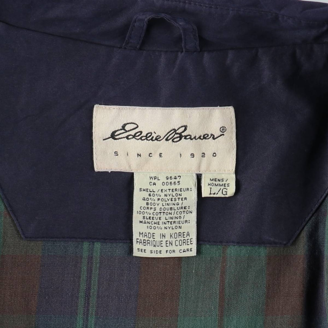 1990'S Eddie Bauer Check Pattern Liner Swing Top Sport Jacket Men's Size L (Equivalent) Vintage Nylon navy blue type Vintage Second Hand