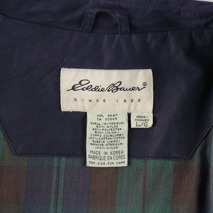 1990'S Eddie Bauer Check Pattern Liner Swing Top Sport Jacket Men's Size L (Equivalent) Vintage Nylon navy blue type Vintage Second Hand