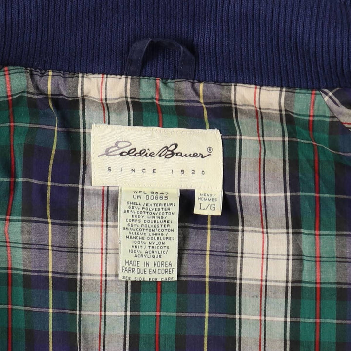 1990'S Eddie Bauer Check Pattern Lined Harrington Jacket Swing Top Men's Size L (Equivalent) Vintage polyester Navy blue Vintage Second Hand