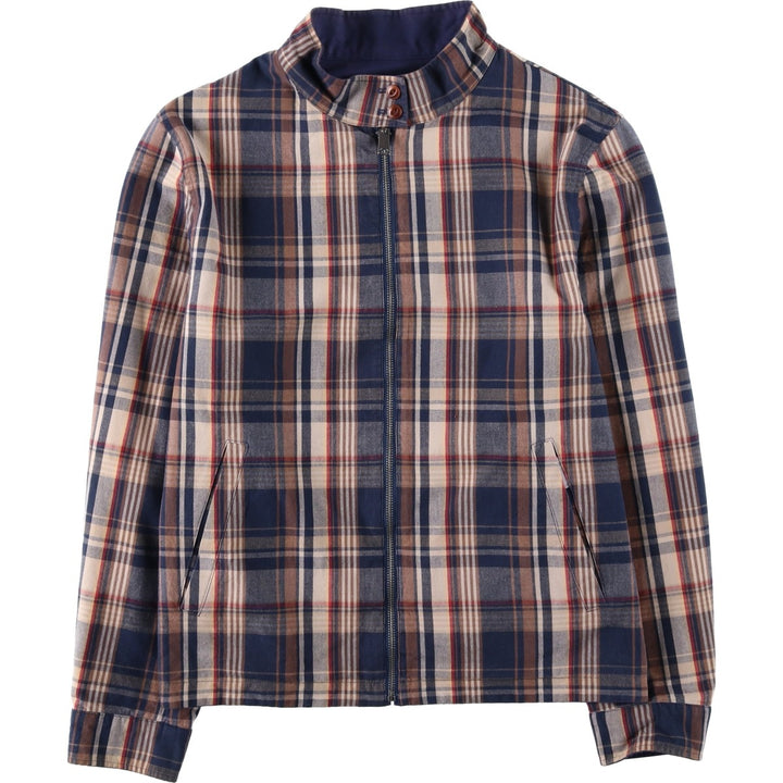 Brooks Brothers Est.1818 Check Pattern Reversible Harrington Jacket Swing Top (Men's Size L equivalent) cotton navy blue type Vintage Second Hand