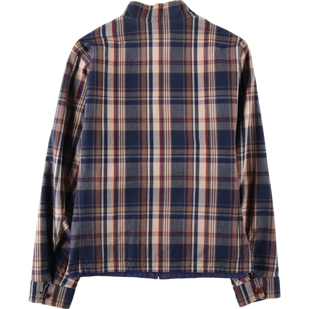 Brooks Brothers Est.1818 Check Pattern Reversible Harrington Jacket Swing Top (Men's Size L equivalent) cotton navy blue type Vintage Second Hand