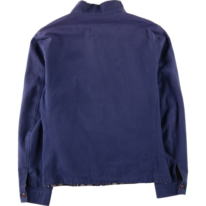 Brooks Brothers Est.1818 Check Pattern Reversible Harrington Jacket Swing Top (Men's Size L equivalent) cotton navy blue type Vintage Second Hand
