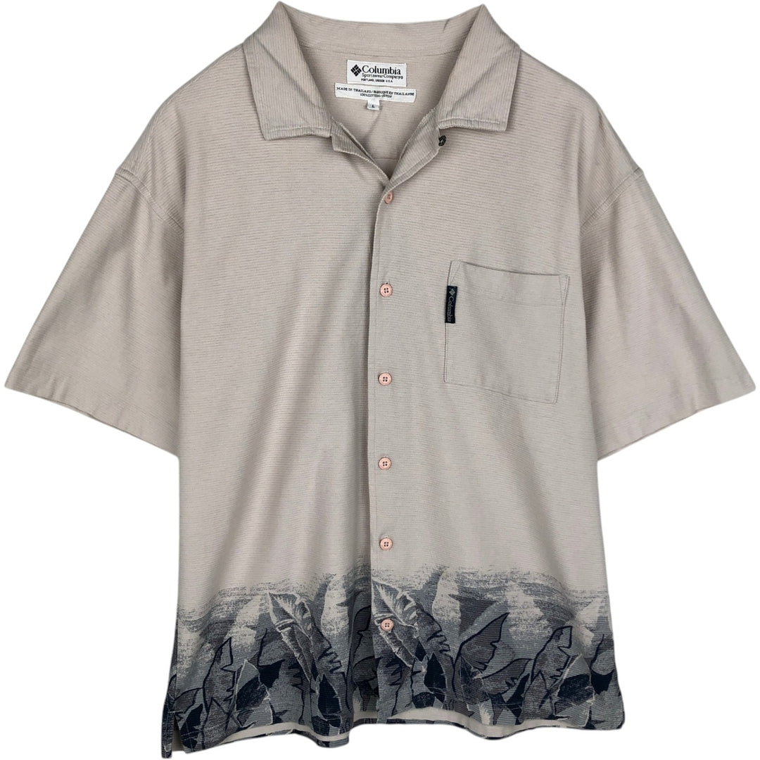 90s-00'S Columbia Striped Pattern Short-Sleeve Open-Collar Shirt, Men's Size L (Equivalent), Vintage cotton Beige type Vintage Second Hand