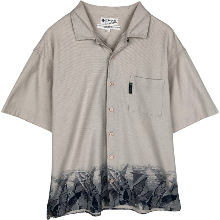 90s-00'S Columbia Striped Pattern Short-Sleeve Open-Collar Shirt, Men's Size L (Equivalent), Vintage cotton Beige type Vintage Second Hand