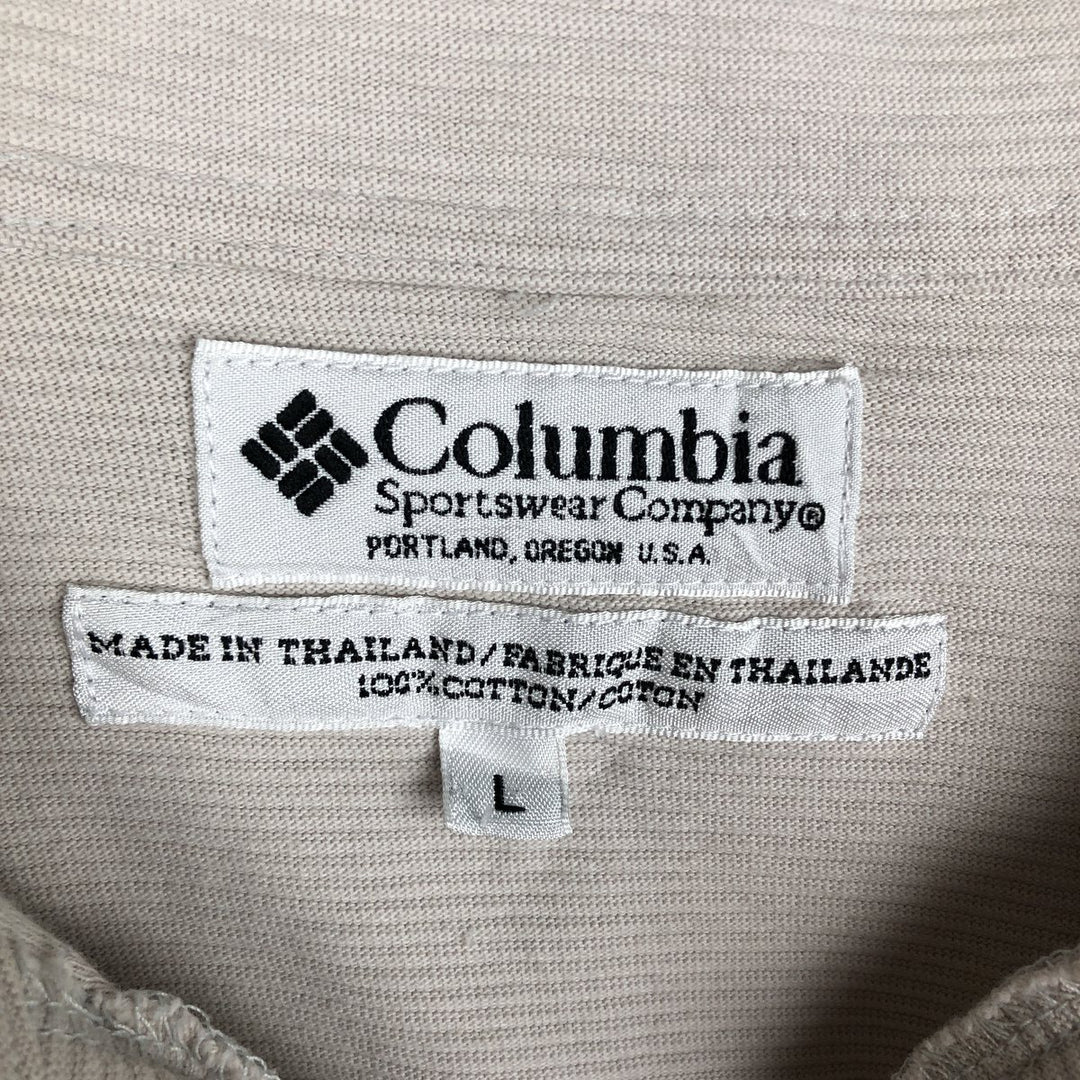 90s-00'S Columbia Striped Pattern Short-Sleeve Open-Collar Shirt, Men's Size L (Equivalent), Vintage cotton Beige type Vintage Second Hand