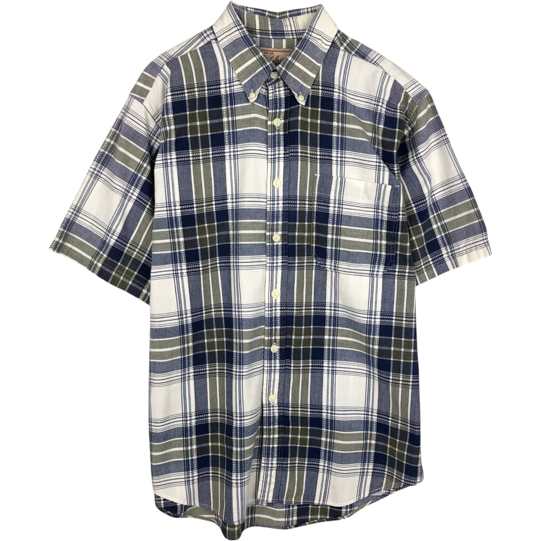 90s-00'S Woolrich short-sleeved button-down check shirt, men's size L (approx.) cotton white type Vintage Second Hand