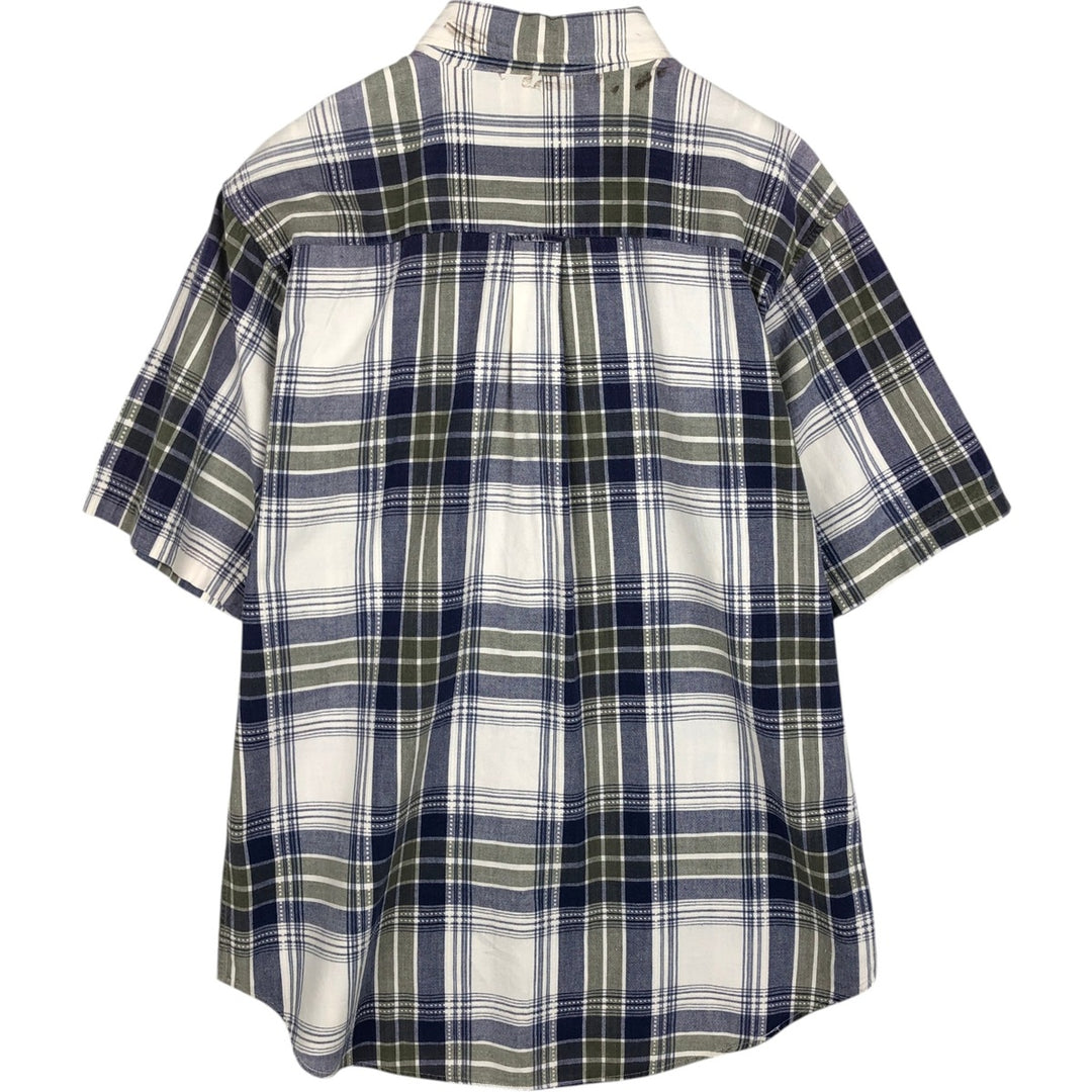 90s-00'S Woolrich short-sleeved button-down check shirt, men's size L (approx.) cotton white type Vintage Second Hand
