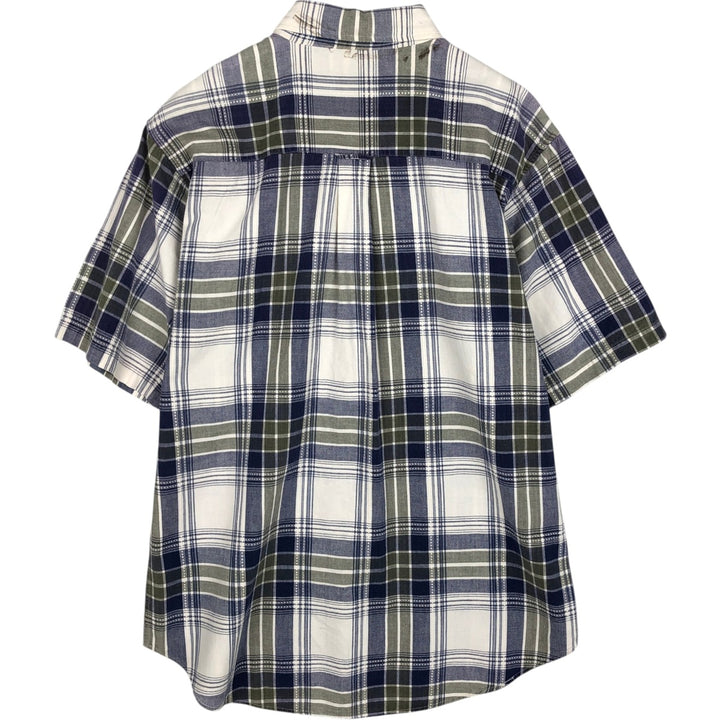 90s-00'S Woolrich short-sleeved button-down check shirt, men's size L (approx.) cotton white type Vintage Second Hand