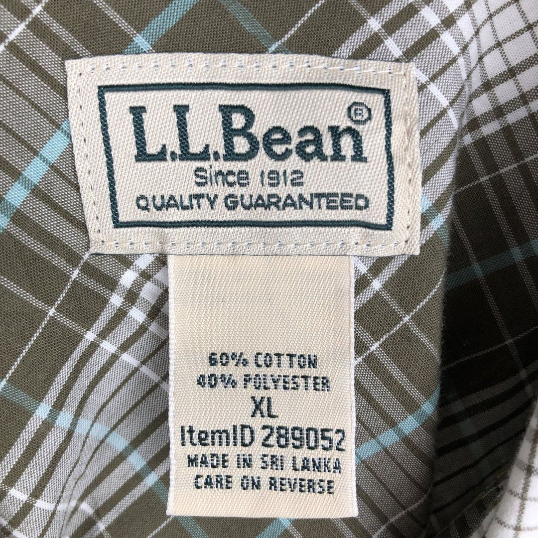 90s-00'S LLBean Check Pattern Short-Sleeve Box Shirt, Men's Size XL (Equivalent), Vintage cotton green type Vintage Second Hand
