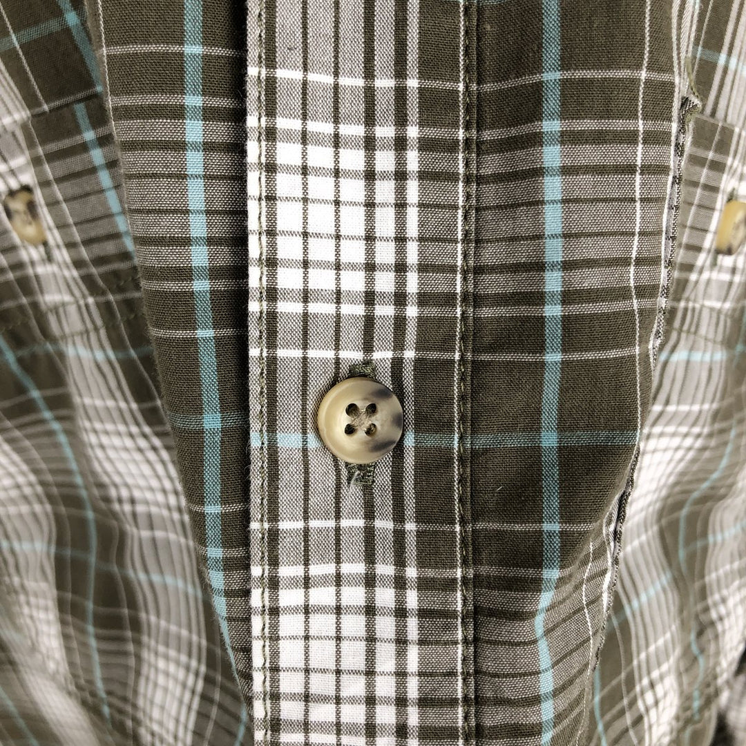 90s-00'S LLBean Check Pattern Short-Sleeve Box Shirt, Men's Size XL (Equivalent), Vintage cotton green type Vintage Second Hand