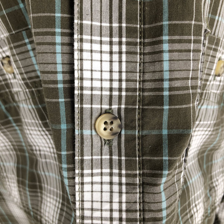 90s-00'S LLBean Check Pattern Short-Sleeve Box Shirt, Men's Size XL (Equivalent), Vintage cotton green type Vintage Second Hand