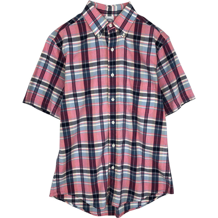 Brooks Brothers Est.1818 Short Sleeve Button-Down Check Shirt, Men's Size M cotton pink type Vintage Second Hand