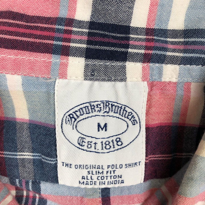 Brooks Brothers Est.1818 Short Sleeve Button-Down Check Shirt, Men's Size M cotton pink type Vintage Second Hand