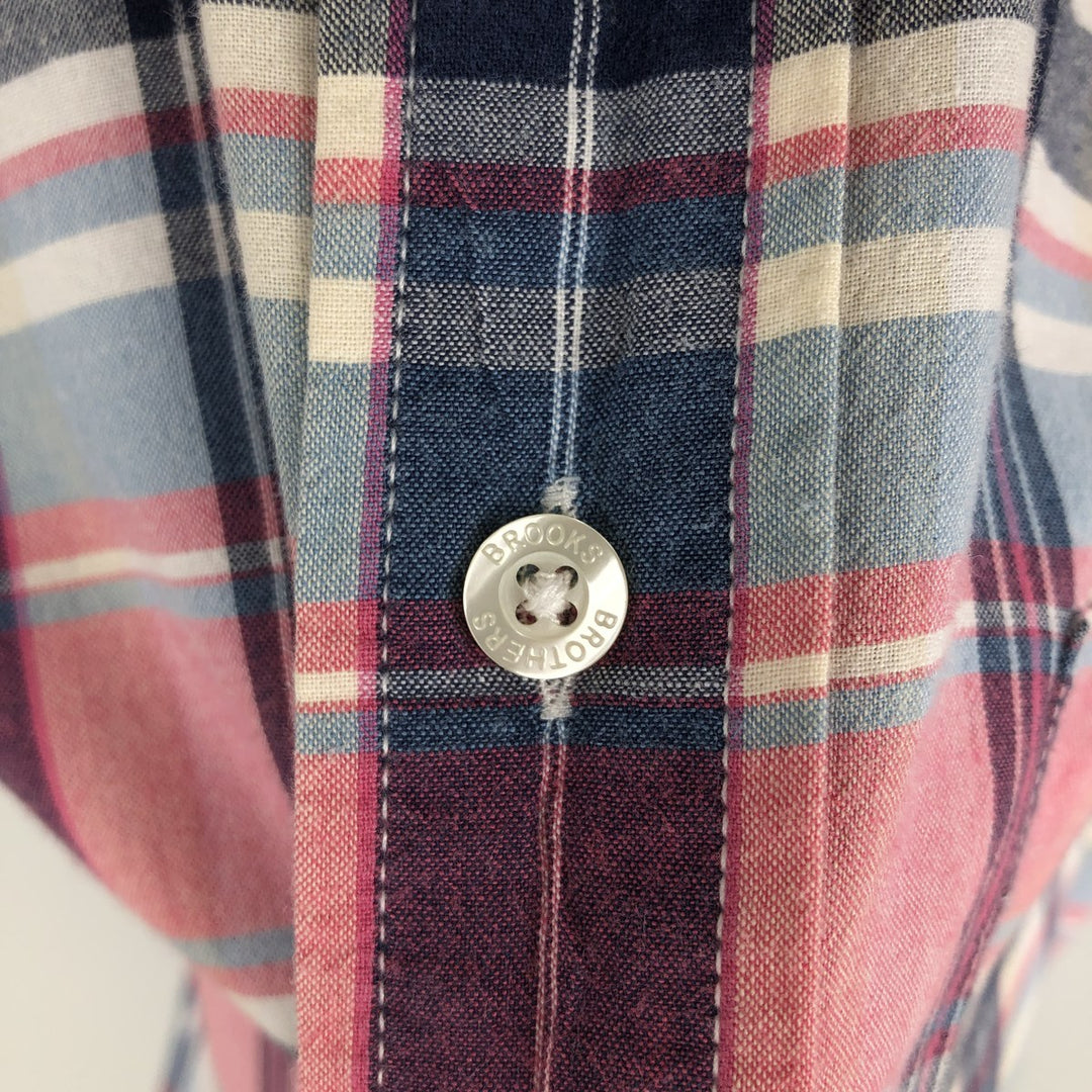Brooks Brothers Est.1818 Short Sleeve Button-Down Check Shirt, Men's Size M cotton pink type Vintage Second Hand
