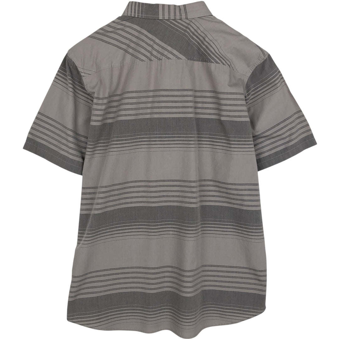 Oakley Regular Fit Logo Patch Short-Sleeve Cotton Striped Shirt (Men's Size XL) cotton gray type Vintage Second Hand