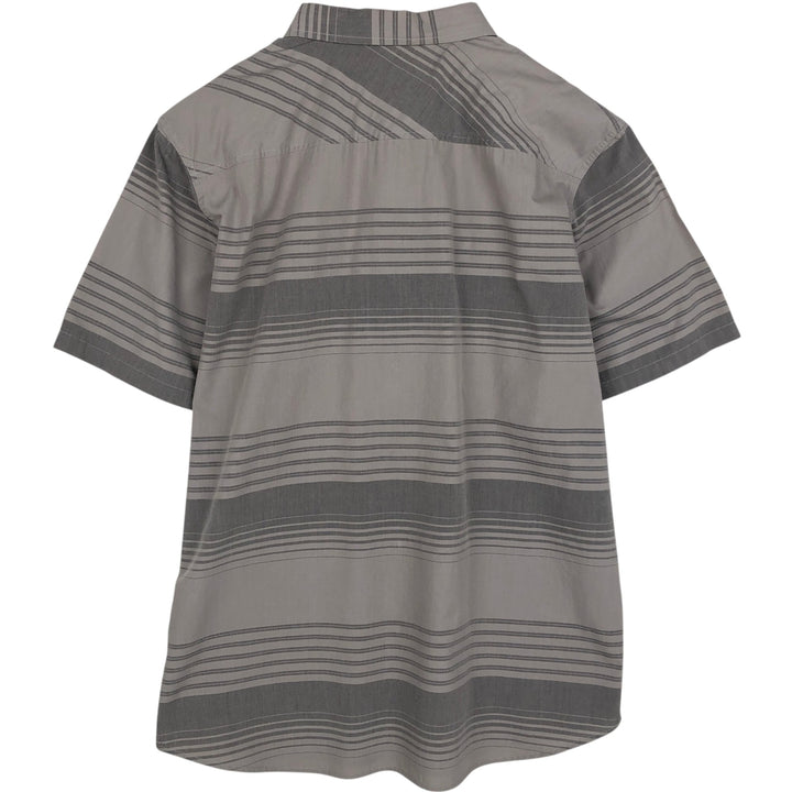 Oakley Regular Fit Logo Patch Short-Sleeve Cotton Striped Shirt (Men's Size XL) cotton gray type Vintage Second Hand