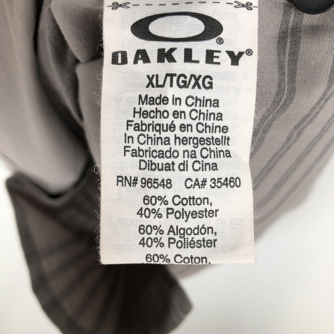 Oakley Regular Fit Logo Patch Short-Sleeve Cotton Striped Shirt (Men's Size XL) cotton gray type Vintage Second Hand
