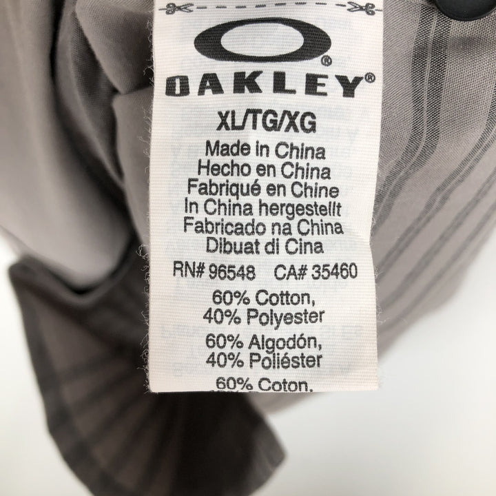 Oakley Regular Fit Logo Patch Short-Sleeve Cotton Striped Shirt (Men's Size XL) cotton gray type Vintage Second Hand