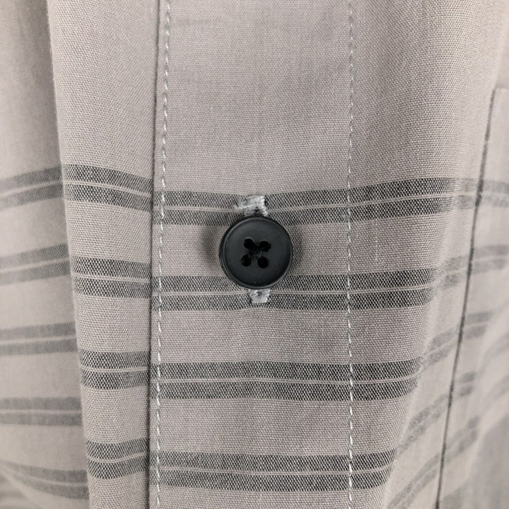Oakley Regular Fit Logo Patch Short-Sleeve Cotton Striped Shirt (Men's Size XL) cotton gray type Vintage Second Hand