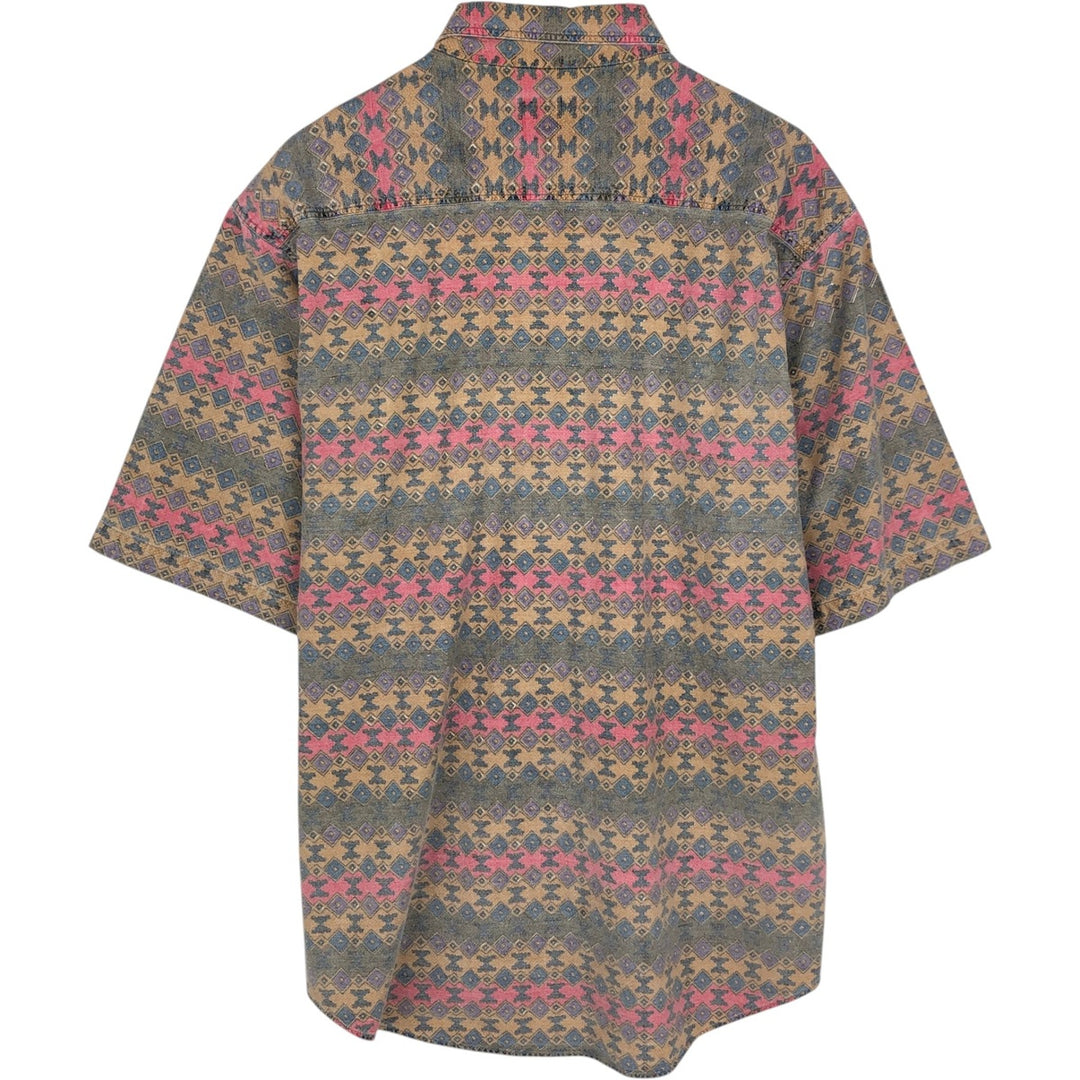 1990'S Woolrich all-over print short-sleeved cotton shirt, men's size L equivalent, vintage. cotton brown type Vintage Second Hand