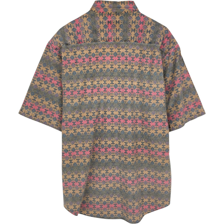 1990'S Woolrich all-over print short-sleeved cotton shirt, men's size L equivalent, vintage. cotton brown type Vintage Second Hand