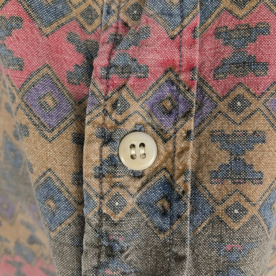 1990'S Woolrich all-over print short-sleeved cotton shirt, men's size L equivalent, vintage. cotton brown type Vintage Second Hand