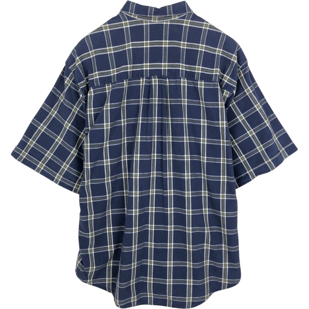 90s-00'S Eddie Bauer Short-Sleeve Cotton Check Shirt, Men's Size XL (Equivalent), Vintage cotton blue type Vintage Second Hand