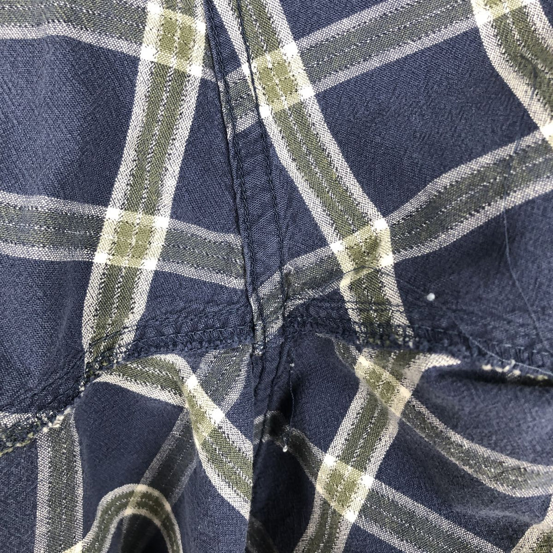 90s-00'S Eddie Bauer Short-Sleeve Cotton Check Shirt, Men's Size XL (Equivalent), Vintage cotton blue type Vintage Second Hand