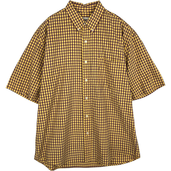 2000'S Eddie Bauer Short-Sleeve Button-Down Check Shirt, Men's Size L (approx.) cotton yellow type Vintage Second Hand