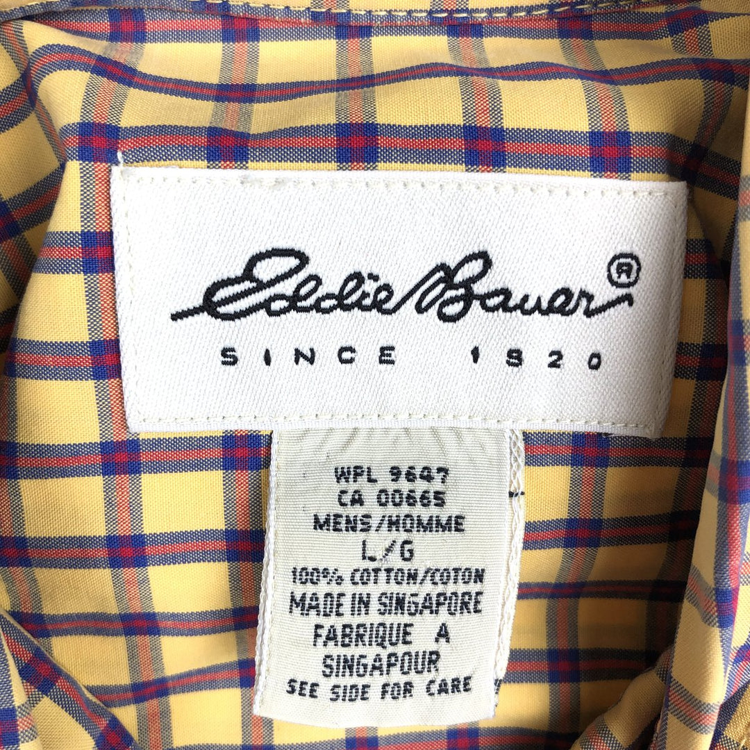2000'S Eddie Bauer Short-Sleeve Button-Down Check Shirt, Men's Size L (approx.) cotton yellow type Vintage Second Hand