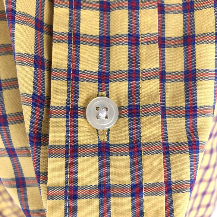 2000'S Eddie Bauer Short-Sleeve Button-Down Check Shirt, Men's Size L (approx.) cotton yellow type Vintage Second Hand