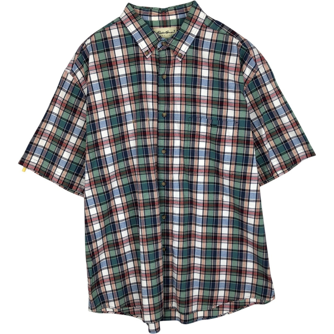 90s-00'S Eddie Bauer short sleeve button down check shirt men's XL size vintage cotton green type Vintage Second Hand