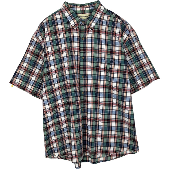 90s-00'S Eddie Bauer short sleeve button down check shirt men's XL size vintage cotton green type Vintage Second Hand
